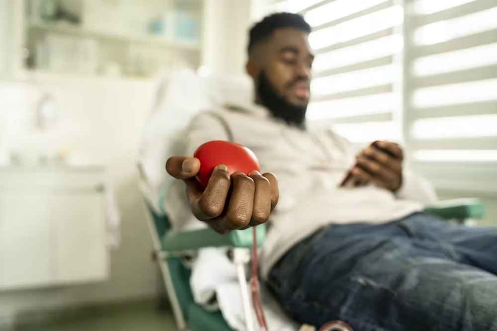 A man donating blood