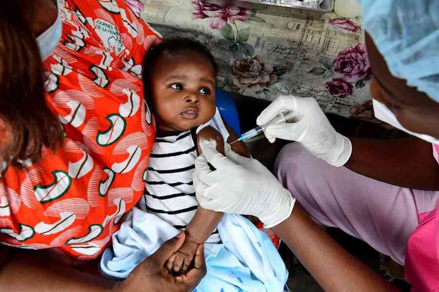 A baby being vaccinated