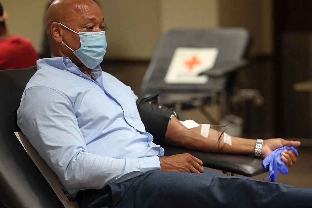 A man donating blood