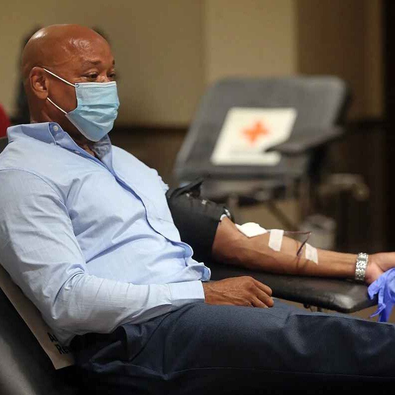 A man donating blood